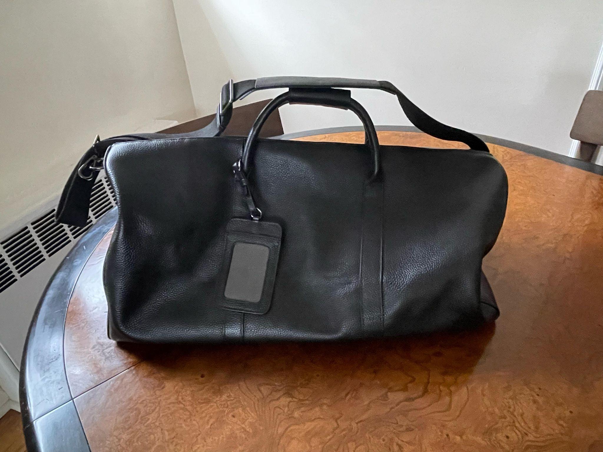 Leather duffel bag